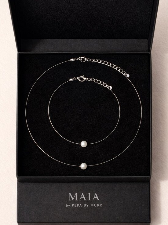 Maia - Pepa by Murr Jewelry - Minimalist Pearl Necklace & Bracelet Set – Dainty & Elegant